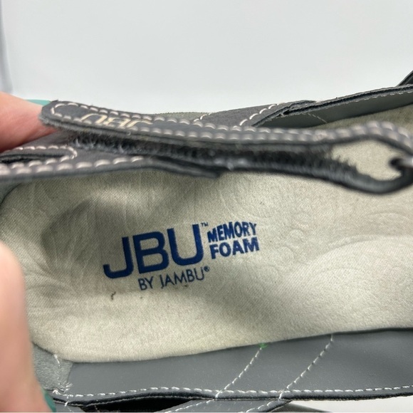 JBU by Jambu Sydney Charcoal Gray Flat T Strap Memory Foam Sandals Size 9 - Picture 11 of 12